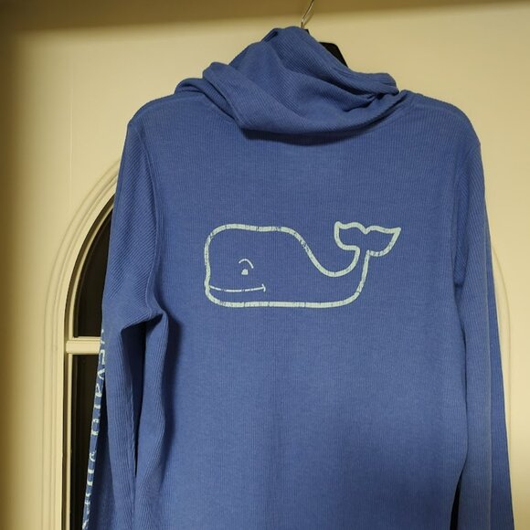 Vineyard Vines Waffle Knit Periwinkle Hooded  Long Sleeve Top  Size Women's XL - Picture 3 of 4